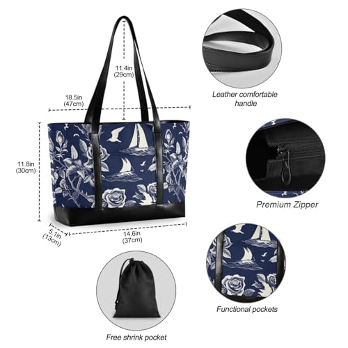 Nautical Beach Ocean Style Roses Safari Large Capacity 14inch laptop bag for women with zipper laptop tote bag for work for mom with bolsas para computadoras de mujer4