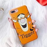 Ultra Slim Fit Soft TPU Glitter Orange Tigger Case for iPhone 7Plus 8Plus 7+ 8+ Shockproof Shock Proof Comfortable Smooth Disney Cartoon Stylish Cute Lovely Cool Girls Teens Kids Boys Son Tiger