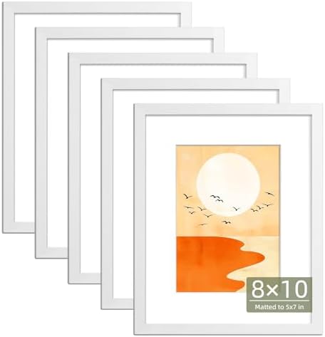 HappyHapi 8x10 Picture Frame Set of 5, Tabletop & Wall Display Pi...
