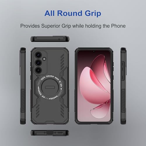Image of amazon basics Back Case Cover for Samsung Galaxy A35 5G | Magnetic Case with Built-in Metal Ring | Supports Mag-Safe Charger, Wallet & Car Mount | Shockproof Hybrid PC + TPU | Black