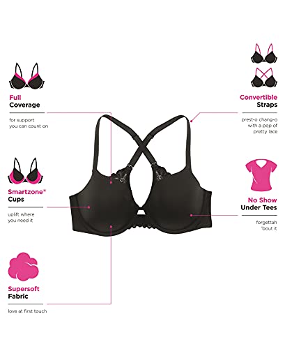 Image of Maidenform womens One Fab Fit Underwire Bra, Microfiber T-shirt Bra, Convertible (Retired Colors)