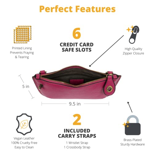 Image of Joy Susan Women's Fashion Purse Mini Crossbody Wristlet Clutch Handbag - Fuchsia