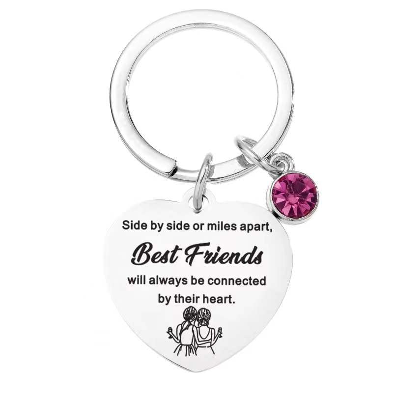 LdouxxBest Friend Friendship Keyring Gifts for Women Girls Birthday Gift Side by Side or Miles Apart Best Friends will Always be Connected by Their Heart