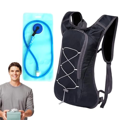 Mochila de hidratación – Chaleco de hidratación versátil para exteriores | Bolsa de hidratación portátil con cordón elástico, bolsa suave para la piel con vejiga de agua de 2 L, bolsa suave para la