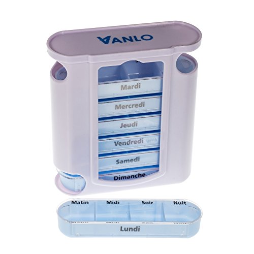 VANLO Pillendoos "Tower" 7 dagen met 4 vakken per dag, pillendoos, tablettendoos, weekdoseerder, medicijnbox in Frans - Image 4