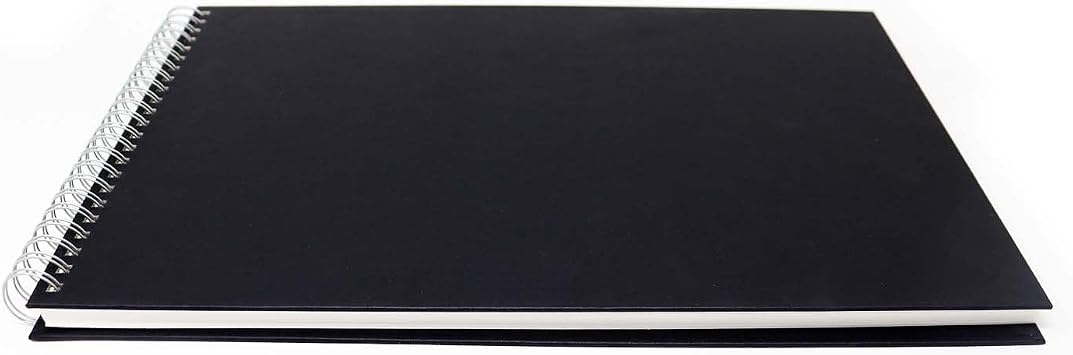 Artway Studio Spiral Bound A3 Mixed Media Sketchbook Landscape - 60 Sides/30 Pages of 240gsm Multimedia Paper Black Hardback Sketchbook, White