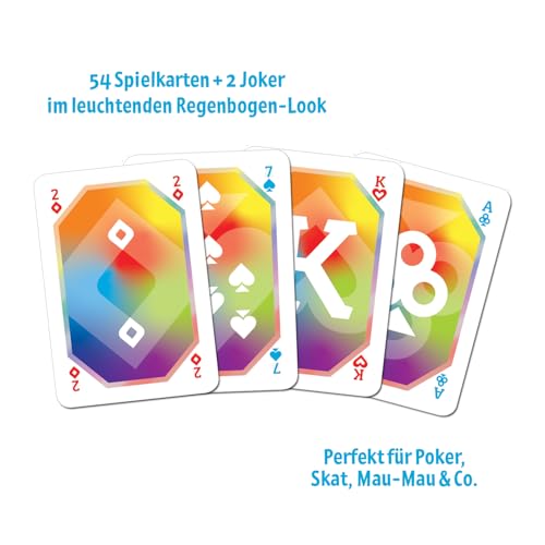 moses. Spielkarten Rainbow – stilvolles Kartenset für Erwachsene & Kinder, für Skat, Poker, Mau Mau & mehr, ab 6 Jahren, 2+ Spieler – Bild 3