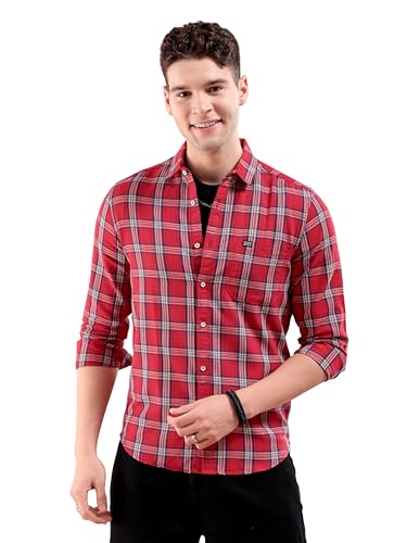 The Indian Garage Co Checks Casual Shirts Long Sleeves Slim Fit Red X-Large