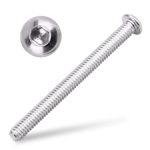 Image of 1 /4-20 x 3 Button Head Socket Cap Bolts Screws, 304 Stainless Steel 18-8, Allen Hex Drive, Bright Finish, Fully Machine Thread, Pack of 10