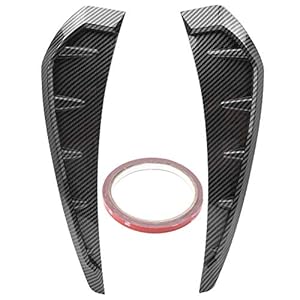 Aramox 2Pcs Universal Car Fender Vent Cover, Black Carbon Pattern PU Rubber Board Fender Vent Air Wing Cover Trim