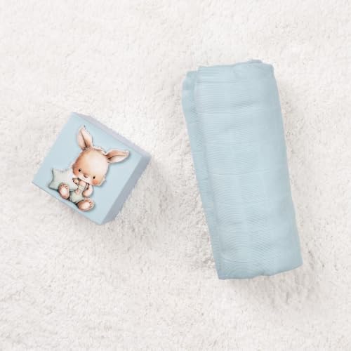 Image of The White Cradle Muslin Swaddle for Newborn Baby, Organic Cotton Wrap Powder Blue