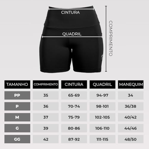 Short Academia Feminino Fitness com Bolso de Compressão Bermuda Feminino Corrida (BR, Alfa, M, Regul