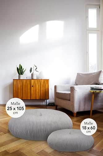 XDREAM Bodenkissen aus Kord Ø 105 cm | Yogakissen, Meditationskissen, Sitzkissen, Sitzpouf mit hochwertigem Kordbezug | Oeko TEX Zertifiziert | Höhe 25 cm
