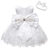 LZH Baby Girls Ruffle Lace Backless with Headwear,Bowknot Flower Dresses Pageant Party Wedding Baby Girl Christmas Dress