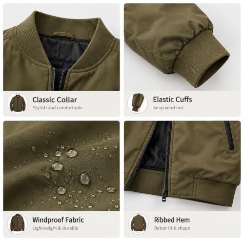 Fall Jackets for Men Khaki Zip Up Men's Light Weight Jacket Casual - image 5