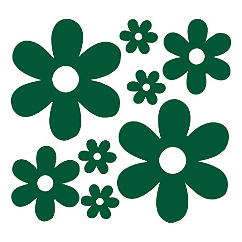Image of Groovy Daisy Flower (Green) (Set of 2) Premium Waterproof Vinyl Decal Stickers for Laptop Phone Accessory Helmet Car Window Bumper Mug Tuber Cup Door Wall Decoration
