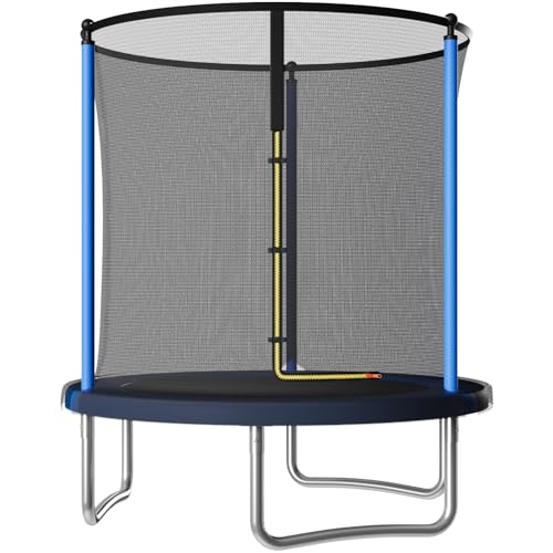 JUMMICO Trampolín para Exteriores Ø 183/228/290/360 cm Kit Completo con Red de Seguridad, Escalera, Funda Protectora y Accesorios de Montaje,Azul 183cm