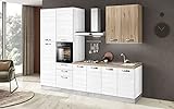 cucina lineare Lavandino Cucina completa di elettrodomestici (forno, lavandino, cappa cottura) design lineare - effetto bianco larice, quercia- Dimensioni: cm. 300 x 60 x 240- lavandino a destra