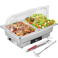 YUCHENGTECH Chafing Dish Elektrisch 9L Elektrischer Speisenwärmer Buffetwärmer Elektrisch mit Temperaturregelung und Durchsichtigem Deckel für Catering Hochzeitsfeiern Restaurants Unterhaltsam