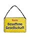 Produktbild Blechschild Besoffene Gesellschaft - lustiges Deko Hinweis Metallschild mit Kordel und Saugnapf - witzige Dekoration Bar Kneipe Party Stammtisch Sauf Trink Spiele - Party Alkohol Zubehör - 18x12cm