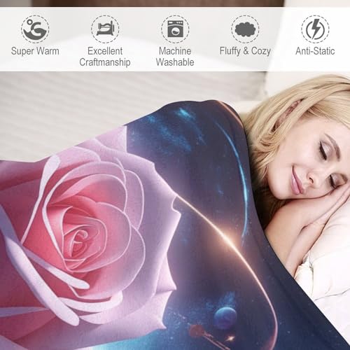 Couverture polaire rose ciel étoilé en flanelle 130x150 cm pour canapé - 6