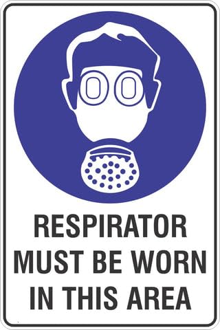 Respirator Must Be Worn In This Area Safety Sign 8x12 Inch Metal Tin Sign Garage Man Cave Wall Decor
