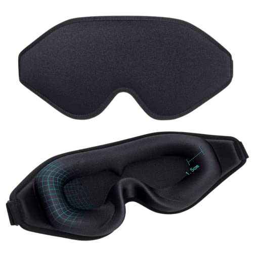 Antifaz Para Dormir, Oscuridad total, Ligero de Algodón Suave, Ajustable y Cómodo, Espacio para los Ojos, Unisex 360