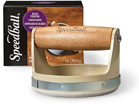 Speedball Block Printing Baren - Comfortable Wooden Handle, Made in the USA - 4 Inches