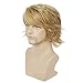 Sallcks Mens Blonde Short Fluffy Layered Wig Natural Synthetic Halloween Cosplay Hair Wig for Male Guy