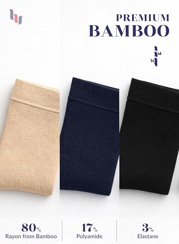 Image of Hugh Ugoli Women's Thin Soft Rayon Derived from Bamboo Crew Socks for Dress, Trouser, Seamless Toe & Non-Binding, 5-8 /9-11