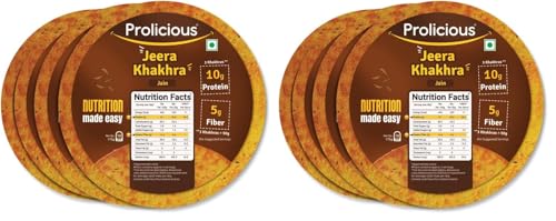 Image of Prolicious 2X Protein Jeera Khakra | NO Palm Oil | Crispy | Ready to Eat | Flavourful | High Protein Healthy Anytime Snack (Pack of 8, 170 Grams each)