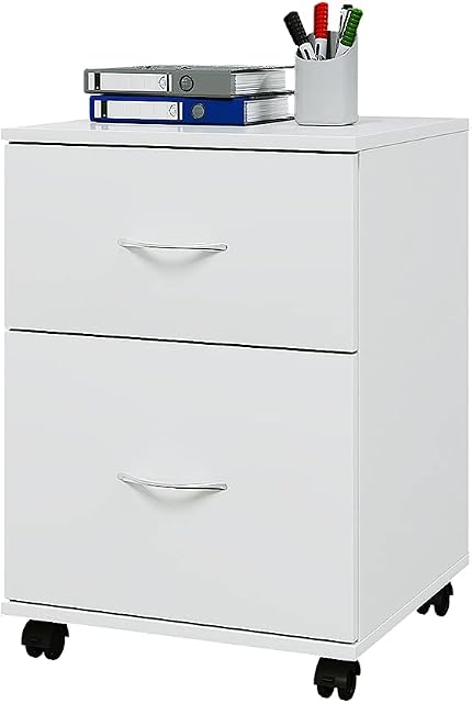 Panana 2-Drawer Mobile File Cabinet, Vertical File Cabinet Rolling File Cabinet Home Office Under Desk Mobile Filing Organizer (White)