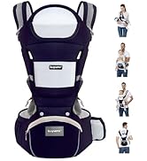 KIYUMI Baby Carrier with Hip Seat, Ergonomic M Position, Newborn to Toddler, Head Support and Bre...