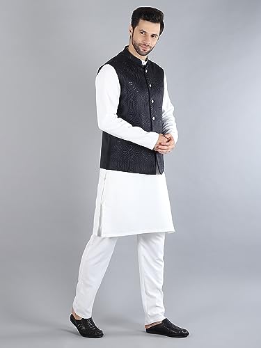 Image of Uri and MacKenzie Men's Silk Blend Kurta Pajama with Designer Ethnic Nehru Jacket /Modi Jacket