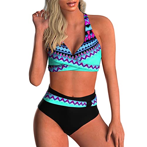 Joligiao Ensemble de Bikini pour Femme Ensemble de Bikini Dos Nu Dos Nu imprimé rétro Maillot de Bain Deux pièces élégant Bikini Sexy Ensemble de Bikini Push up pour Femme