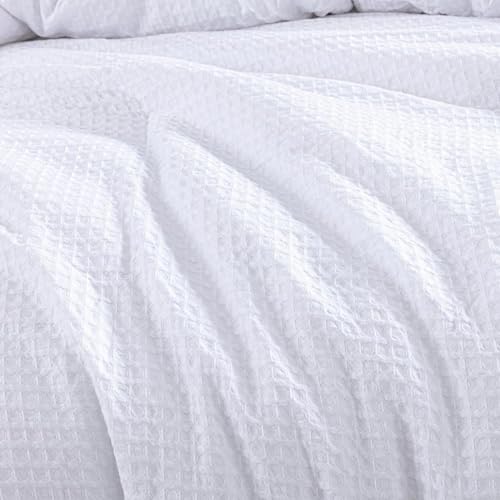 Edredón queen de 3 piezas Chezmoi Collection Wilmer blanco suave 5