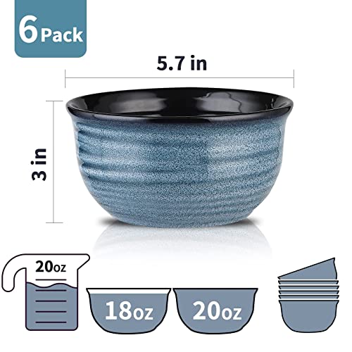 Hasense Cereal Bowl Set of 6, 20 Ounce Ceramic Soup Bowl Set for Kitchen, Navy - Image 4