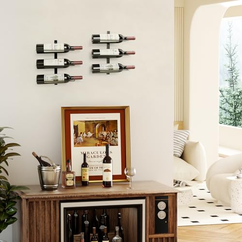 Image of B4Life Wine Rack Wall Mounted 6 Bottles, Metal Hanging Wink Racks for Wall | Collectors, Liquor, Champagne, Under-Stair Walls, Wine Cellars, Decorative Display With Empty Bottles, Home Bar, Cellar