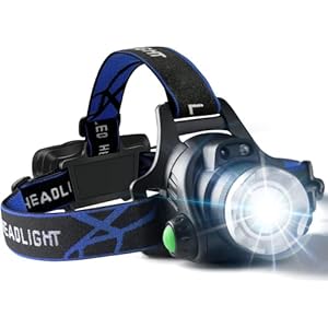 Rechargeable Headlamp,1500 Lumen High Bright Zoom LED Head Lamp,Large Battery-Powered Waterproof Headband Lamp with 4 Modes and Adjustable Headband Perfect For Outdoor Camping,Running,Cycling,Climbing