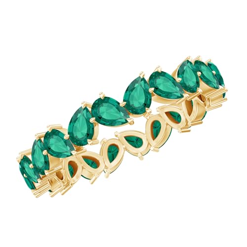 Certified Lab Grown Emerald Wedding Band, AAAA Quality, Green Emerald Eternity Ring For Women - Ready To Gift