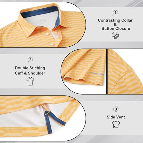 Golf Polo Shirts for Men - Print Moisture Wicking Quick Dry Short Sleeve Collared Polo Shirts for Golf Tennis Wear2