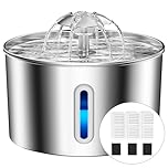 BalimoPet Cat Water Fountain for Drinking - 74oz/2.2L Cat Fountain Stainless Steel Flower Style, Silent Automatic Wired Pet Water Fountain Triple-Filter Water Fountain Cat Bowl 3 Filters 3 Sponges