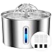 BalimoPet Cat Water Fountain for Drinking - 74oz/2.2L Cat Fountain Stainless Steel Flower Style, Silent Automatic Wired Pet Water Fountain Triple-Filter Kitty Spout Water Fountain 3 Filters 3 Sponges