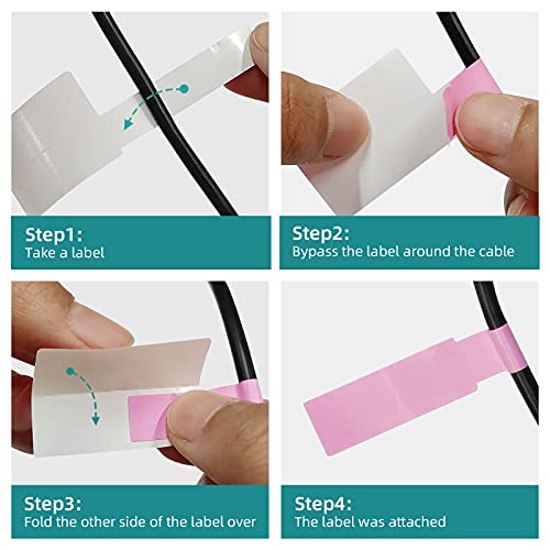 480 Pcs Cable Labels Tags With Permanent Marker For Handwriting, Labelchoice 8 Colors 16 Sheet Waterproof Wire Labels For Computer Wire Cable Management, Tear Resistant Cord Labels For Electronic #TOP5