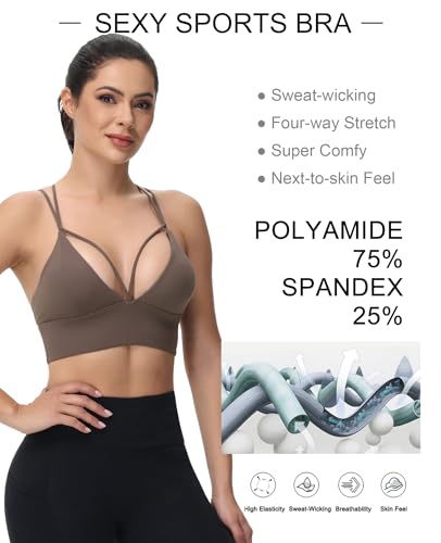 Image of MotoRun Bralettes for Women, Strappy Sports Bra Push up Bralette Sexy Bras Rave Top