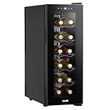 Dellonda Baridi Black 12 Bottle Wine Fridge Cooler, Super Quiet 25dB, Touch Control, LED - DH73