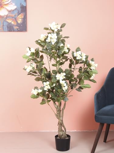 Image of Artificial White Bougainvillea Plant With Pot - 4.2 Feet | Realistic Plant - Trees - Flowers | Indoor Tropical | Home - Shop - Office | Gifting - Decor - Ambience - Durable | No Maintenance