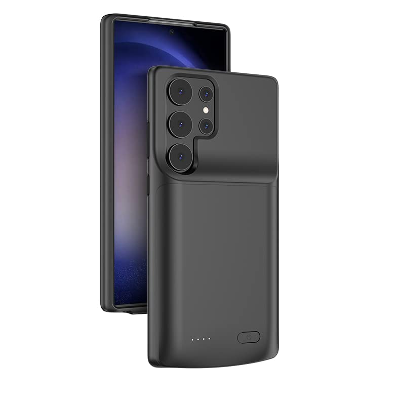 YISHDA Batterifodral för Galaxy S23 Ultra, [4 800 mAh] smalt bärbart skyddande snabbladdande fodral backup power bank batterifodral kompatibel med Samsung Galaxy S23 Ultra-6,8 tum – svart