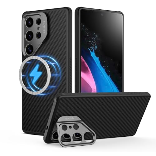 Image of Nillkin for Samsung Galaxy S25 Ultra Case CarboProp Case | Kickstand Carbon Fiber with Camera Cover [ Compatible with Magsafe /Military Grade Drop Tested ]- 6.9'' Black
