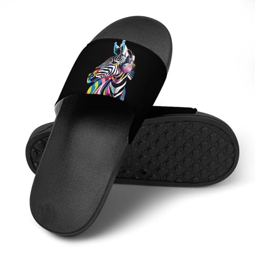 Graffiti Zebra Wearing Headphones House Sandals Non-Slip Bathroom Slippers Beach Summer Shoes for Men Women4